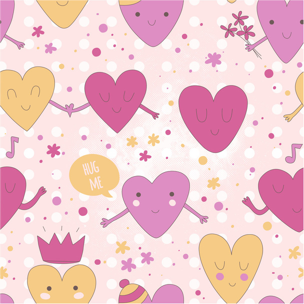 Cute romantic pattern with hearts in love - Vector, afbeelding