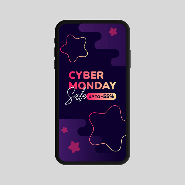 Cyber Monday sale up to -55 percents - Vector, Image
