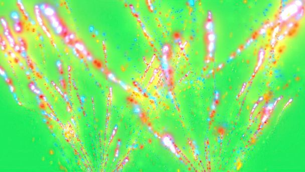 3D ilustrace - Kouzelný ohňostroj s částicemi a jiskry na zelené obrazovce - Fotografie, Obrázek