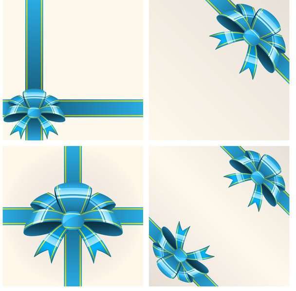 Blue bow with ribbons - Vector, Image