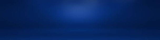 Abstrait Dégradé de luxe fond bleu. Bleu foncé lisse avec vignette noire Studio Banner. - Photo, image