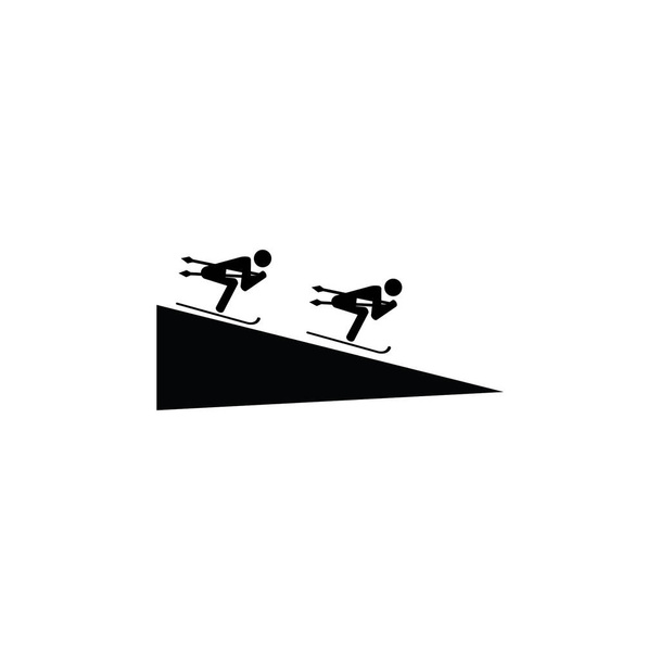 deux silhouettes icône vectorielle de ski - Vecteur, image