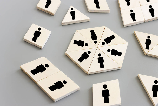 business concept image of blocks with people icons ,human resources and management concept - Valokuva, kuva