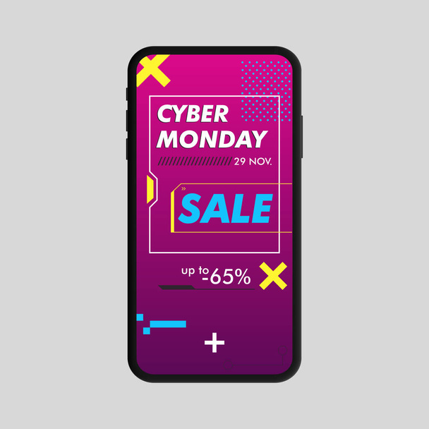 Cyber Monday sale up to -65 percents - Вектор,изображение