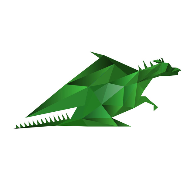 Origami green dragon - Вектор,изображение