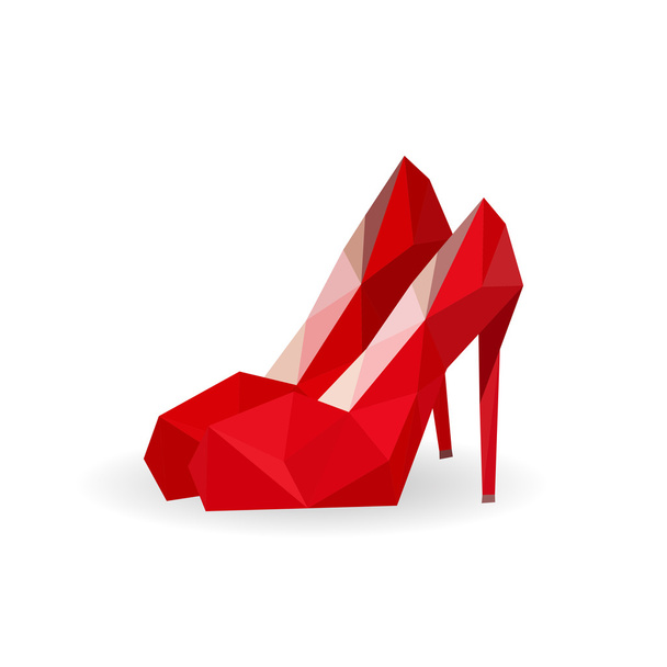 Geometric polygonal pair of red shoes - Vector, Image