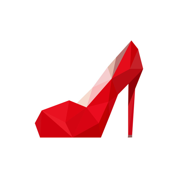 Origami red shoe - Διάνυσμα, εικόνα