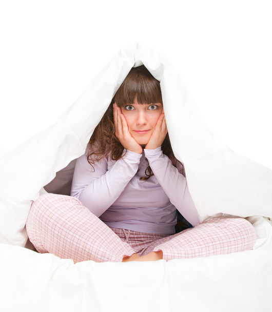 Girl hiding under cover - Photo, Image