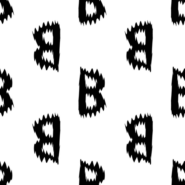 Zwarte alfabet letters B op witte achtergrond. Naadloos abstract vector geometrisch patroon. Perfect voor cadeaupapier, lakens en interieur. School- en leerthema. - Vector, afbeelding
