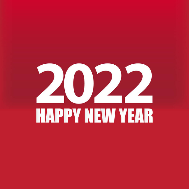 2022 Happy new year creative design background or greeting card with text. vector 2022 new year numbers isolated on red background - Vetor, Imagem