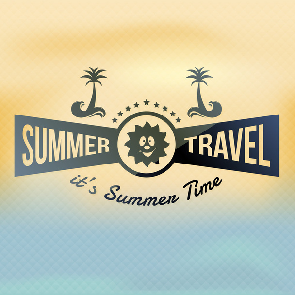 Holiday, Summer Travel, Tourism Badge on Blurred Background - Vector, Image