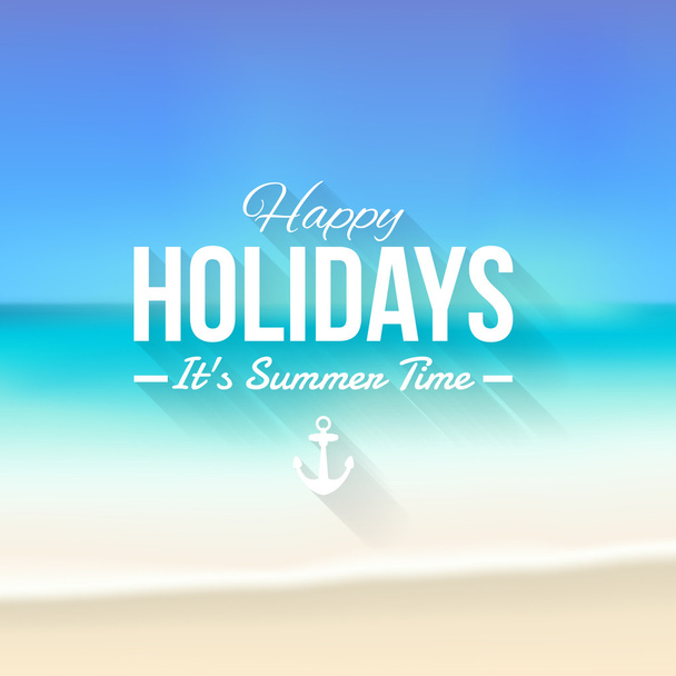 Holiday, Summer Travel, Tourism Badge on Blurred Background - Διάνυσμα, εικόνα