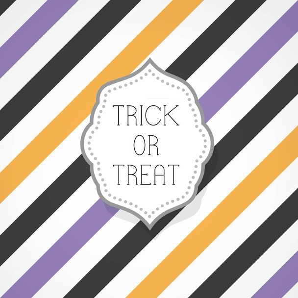 Trick or treat text. Halloween inspiration. Diagonal striped background. Vector illustration, flat design - Vecteur, image