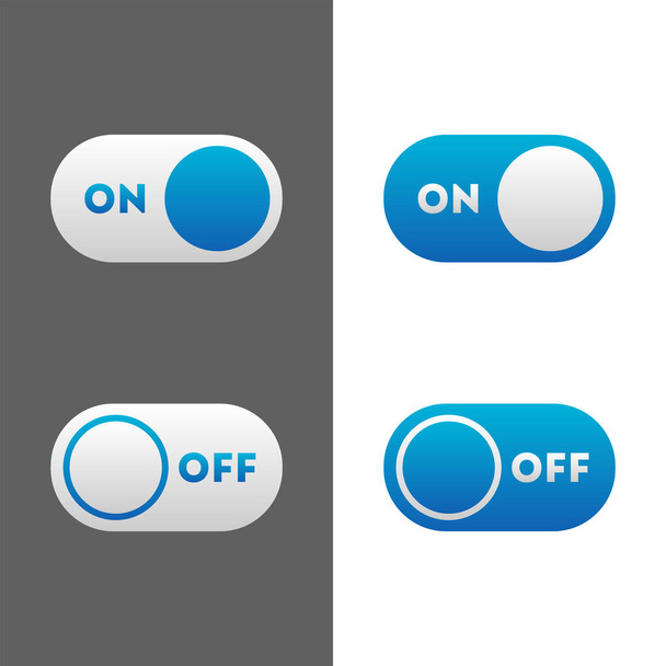 White and blue button in neomorphism style. Easy editable vector isolated illustration.  - Vetor, Imagem