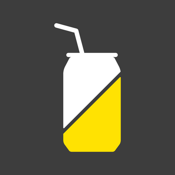 Ícone de glifo vetorial latas de refrigerante no fundo escuro. Sinal de comida rápida. Símbolo gráfico para cozinhar web site e aplicativos de design, logotipo, aplicativo, UI - Vetor, Imagem