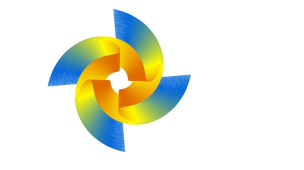 Geïsoleerd op witte achtergrond. Geometrische vorm gemaakt van gele, blauwe en oranje kleuren. Logo ontwerp. Vectorkunst. Adobe illustrator EPS 8 - Vector, afbeelding