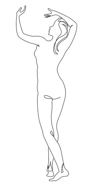 Silhouettes of a girl in a modern one line style. Continuous lady line drawing, aesthetic outline for home decor, posters, wall art, stickers, logo. Vector illustration. - Photo, Image
