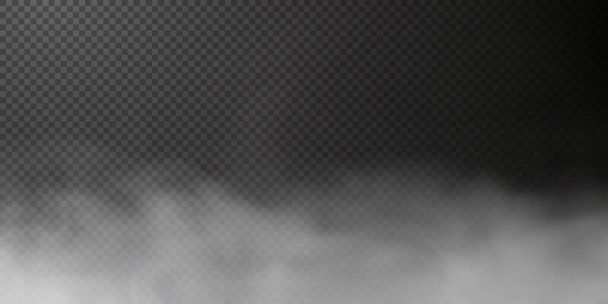 Vetor isolado de fumaça PNG. Textura de fumaça branca em um fundo preto transparente. Efeito especial do vapor, fumaça, nevoeiro, nuvens. - Vetor, Imagem