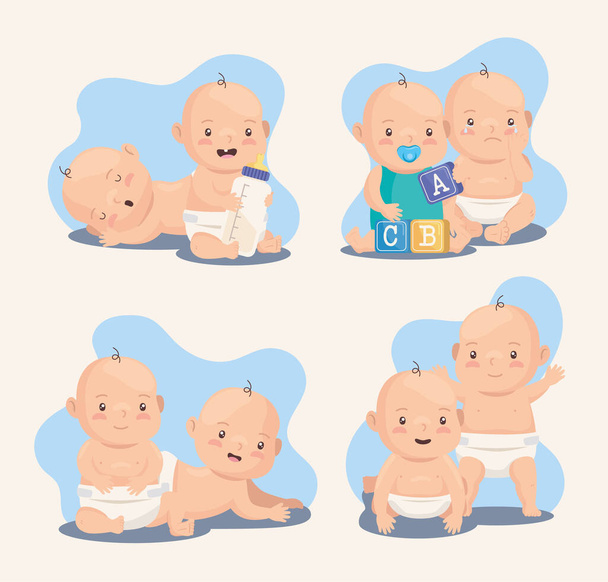 χαριτωμένο ομάδα των αγοριών μωρό - Διάνυσμα, εικόνα