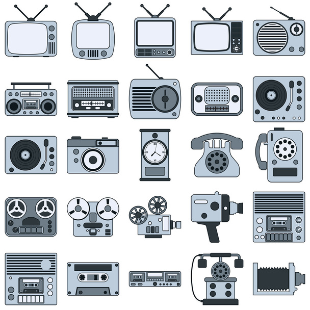 Retro electronic  icons - Διάνυσμα, εικόνα