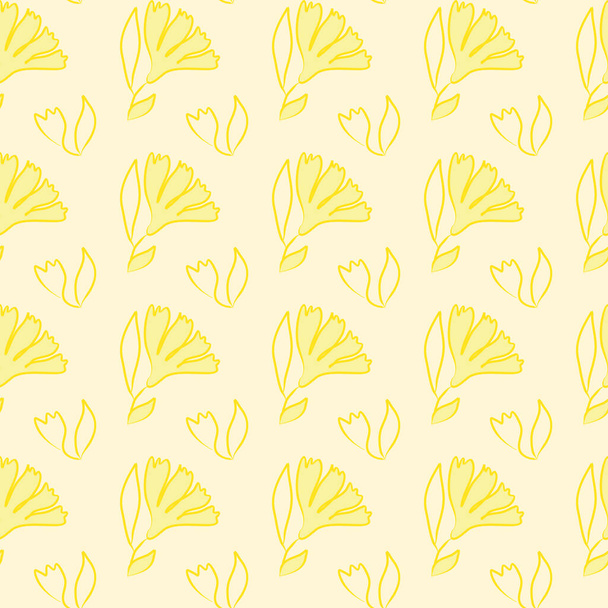 Vector nahtlose Muster Blume gelb. Hintergrundillustration, dekoratives Design für Stoff oder Papier. Ornament  - Vektor, Bild