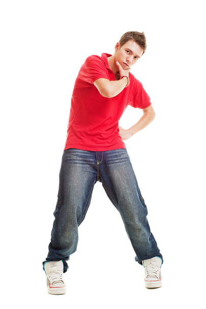 Cool hip-hop guy in red t-shirt - Foto, imagen
