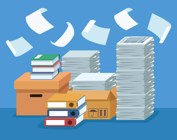empilhar documentos em caixas - Vetor, Imagem