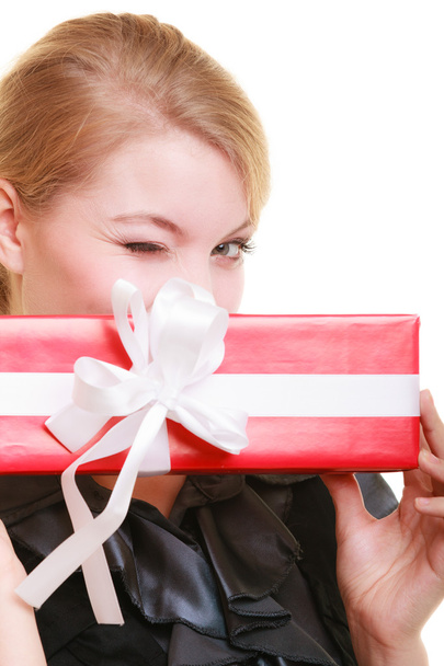 holidays love happiness concept - girl with gift box - Photo, image