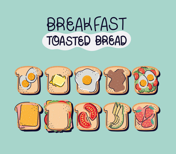 nice toasted breads - Vector, Image