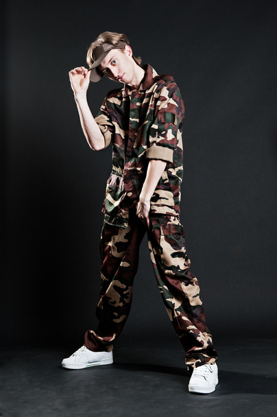 Dancer in military uniform - Foto, Imagem