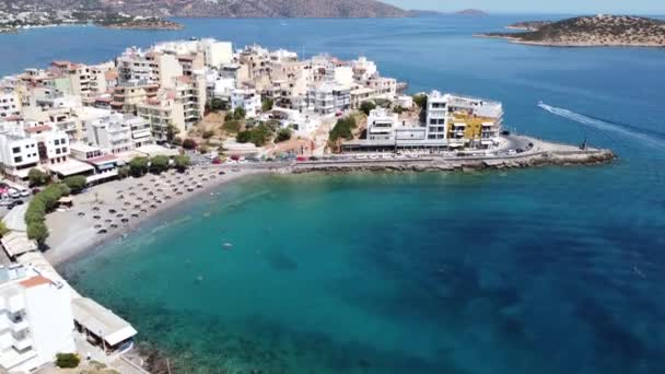 Πρωινή θέα στον Άγιο Νικόλαο. Γραφική πόλη του νησιού Κρήτη, Ελλάδα. Εικόνα - Πλάνα, βίντεο