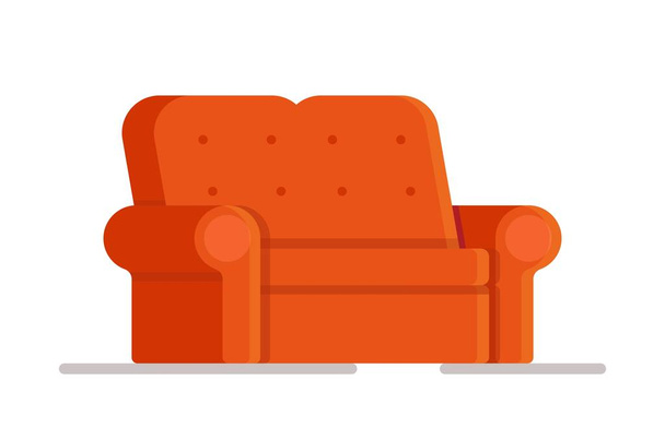 Vector illustration of christmas couch. Red couch isolated on white background. New Year's furniture.  - Wektor, obraz
