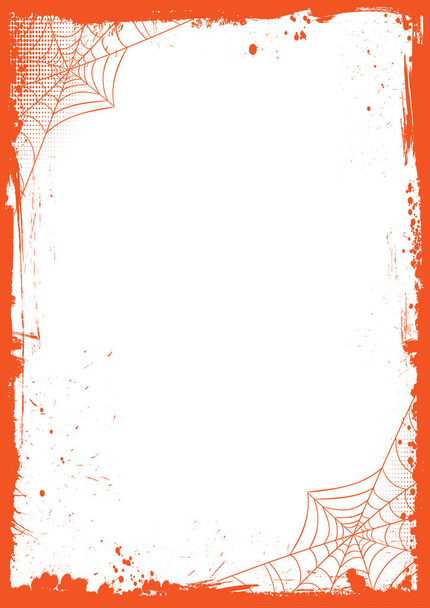 Вертикальный пустой фон баннера Хэллоуина с гранжевой границей и паучьей сетью
 - Фото, изображение