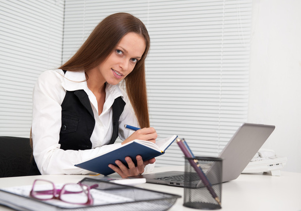 business woman with notebook in the office - Photo, image