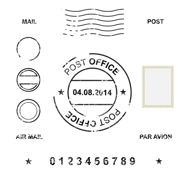 Набор почтовых марок, векторная иллюстрация
 - Вектор,изображение