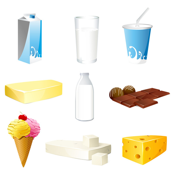 Productos lácteos
 - Vector, Imagen