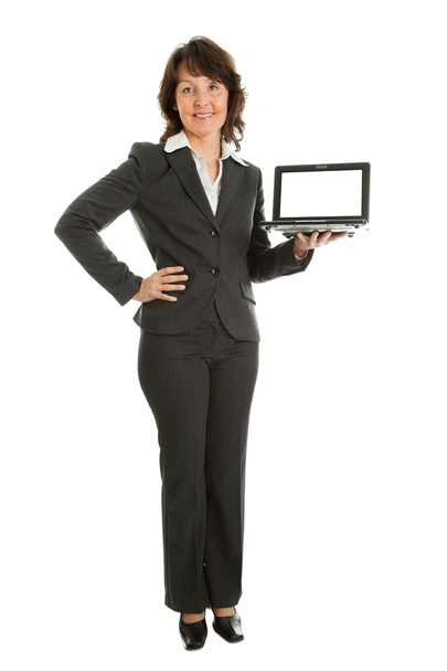 Business woman presenting laptopn - Фото, изображение