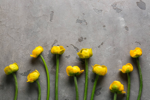 Beautiful yellow lotus flowers on grunge background - Photo, Image
