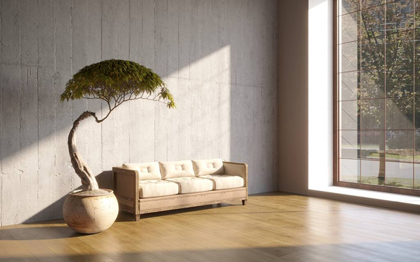  сучасна вітальня з диваном і рослиною
 - Фото, зображення