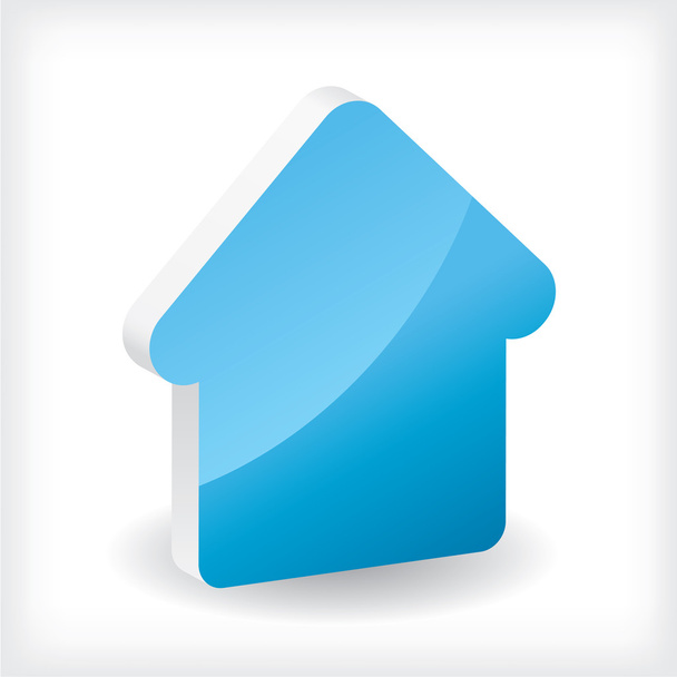 Blue 3d house icon - Vector, Image