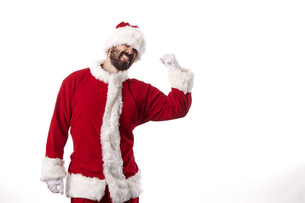 Babbo Natale fare gesti su uno sfondo bianco - Foto, immagini