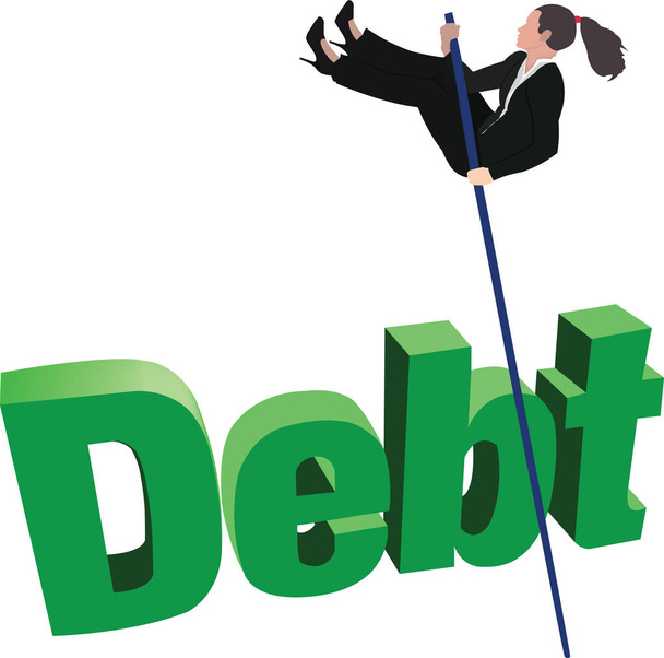 mujer con subasta salta deuda - Vector, Imagen