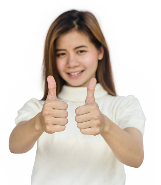 Asian woman giving her  thumbs up. - Photo, Image