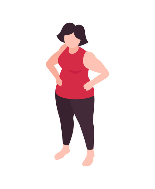 脂肪女性のアイソメトリックコンポジション - ベクター画像