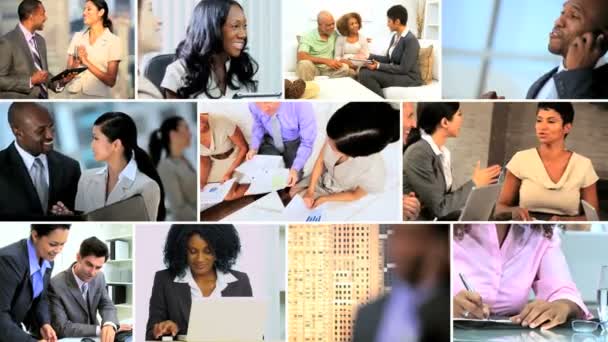 μοντάζ πολυ εθνοπολιτισμική επιχειρηματικότητα άνθρωποι εργασίας τεχνολογία - Πλάνα, βίντεο