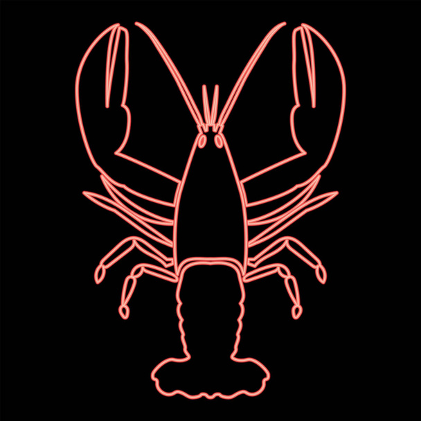 Neón cangrejo peces rojo color vector ilustración plano estilo luz imagen - Vector, Imagen