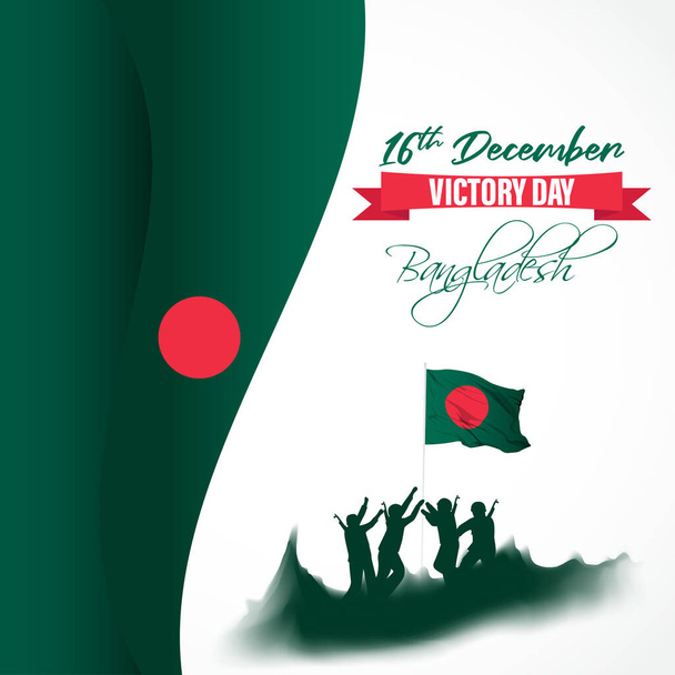 Vector illustratie voor Bangladesh overwinningsdag, nationale dag, soldaten, vlag hijsen, duif, berg op abstracte achtergrond met patriottische kleur thema. - Vector, afbeelding