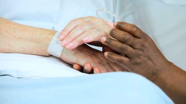 etnische verpleegster nemen ziekenhuis patiënten bloeddruk - Video