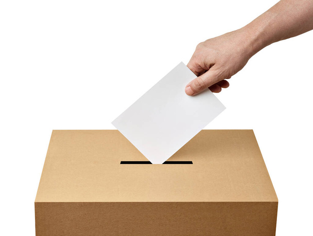 ballot box casting vote election referendum politics elect man female democracy hand voter political - Photo, Image
