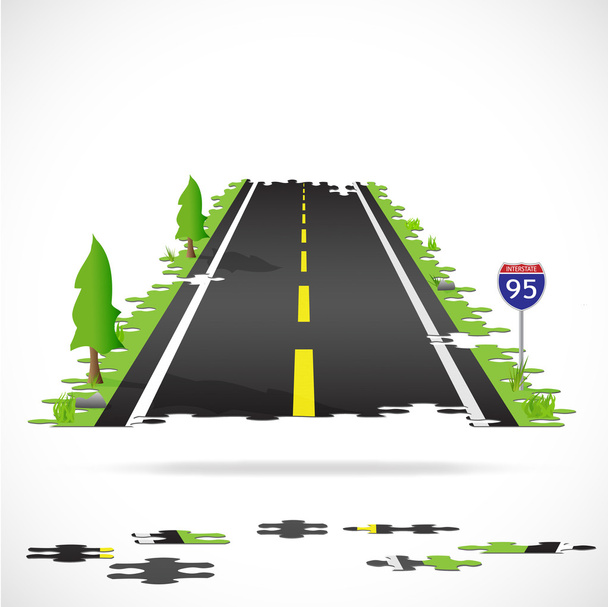 Highway Puzzle Illustration - Vector, Image